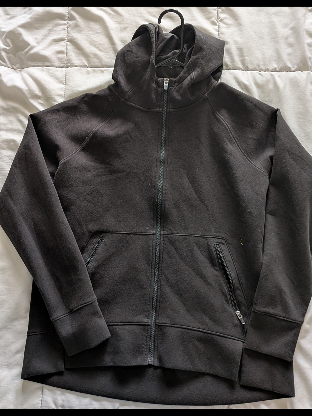 Black Zip-Up Hooded Sweatshirt